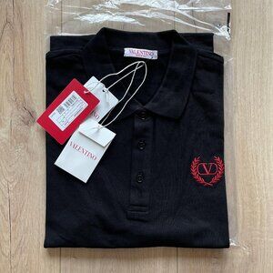 XL VALENTINO MEN"S CASUAL BLACK POLO T-SHIRT